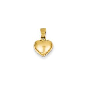 14k Yellow Gold 3D Puffed Heart (10mm) Necklace - 16 Inch
